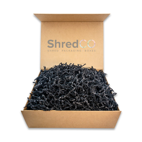 Black Zig Zag Shredded Paper | Crinkle Cut Hamper Fill | ShredCo